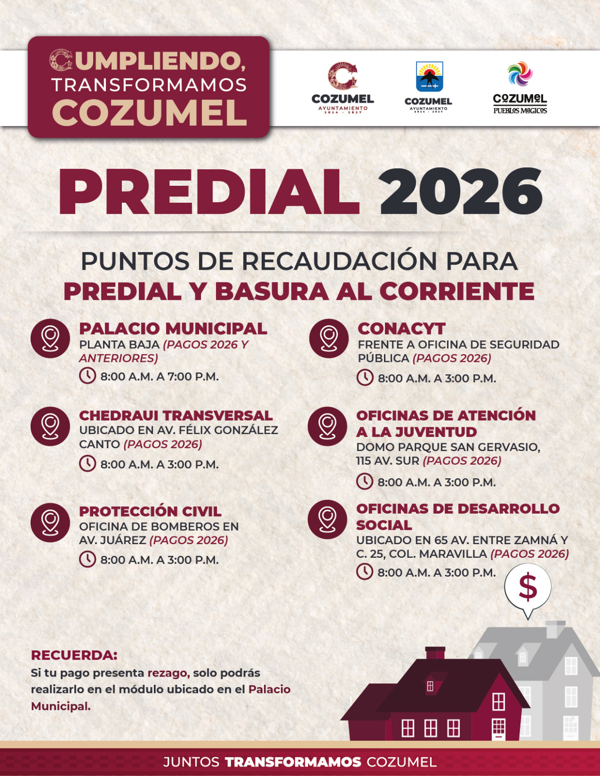 📆 Tu predial y basura 2026 se pagan en enero.